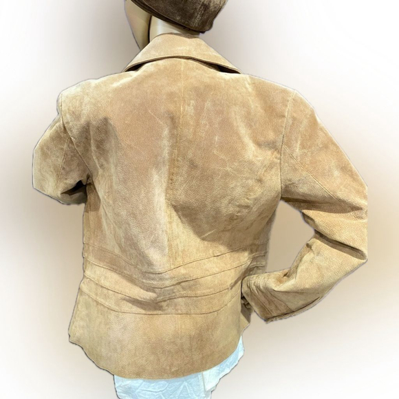 Vintage 90’s Carlie’s Court Classic Tan Suede Blazer/Jacket Size M - Picture 5 of 8